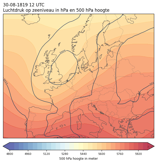Weerkaart van 30 augustus 1819 om 12 UTC