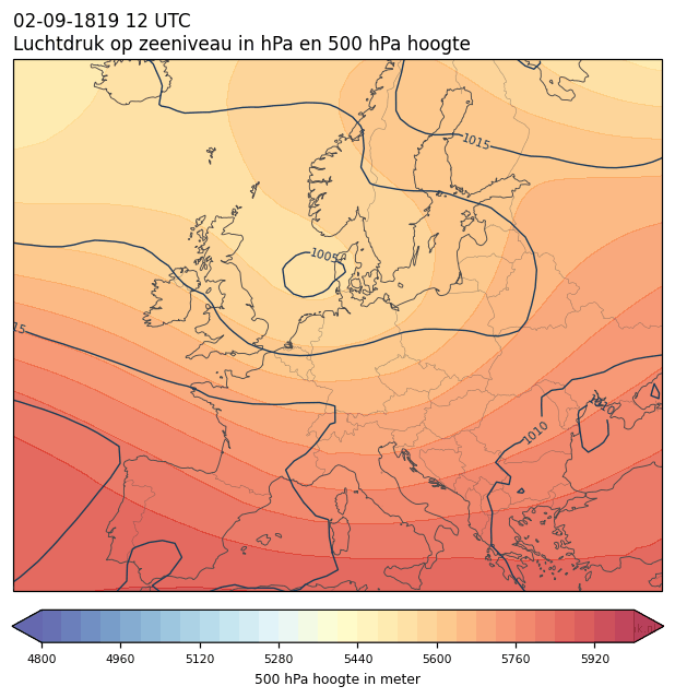 Weerkaart van 2 september 1819 om 12 UTC
