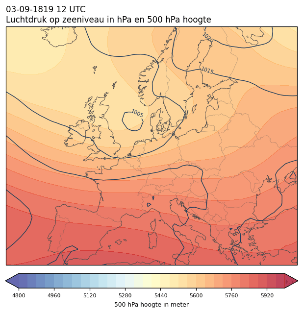 Weerkaart van 3 september 1819 om 12 UTC