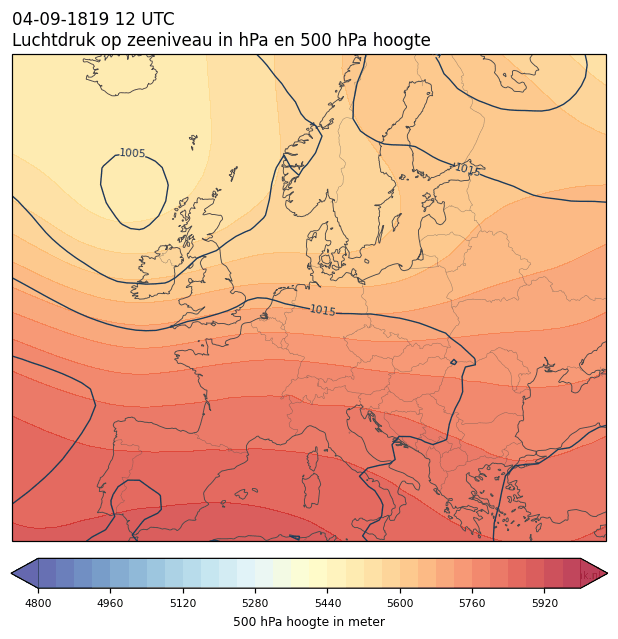 Weerkaart van 4 september 1819 om 12 UTC