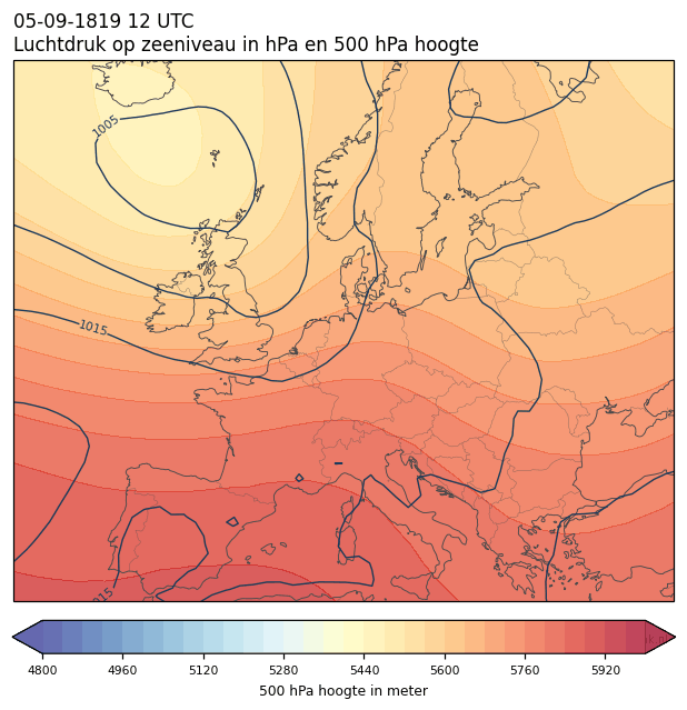 Weerkaart van 5 september 1819 om 12 UTC