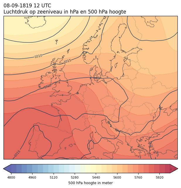 Weerkaart van 8 september 1819 om 12 UTC