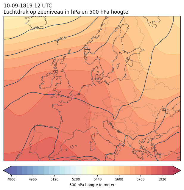 Weerkaart van 10 september 1819 om 12 UTC