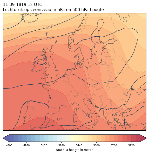 Weerkaart van 11 september 1819 om 12 UTC