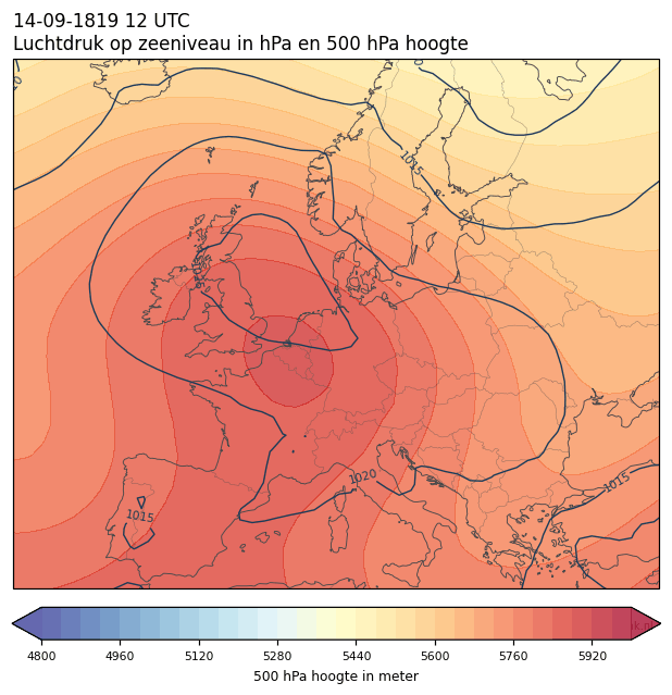 Weerkaart van 14 september 1819 om 12 UTC