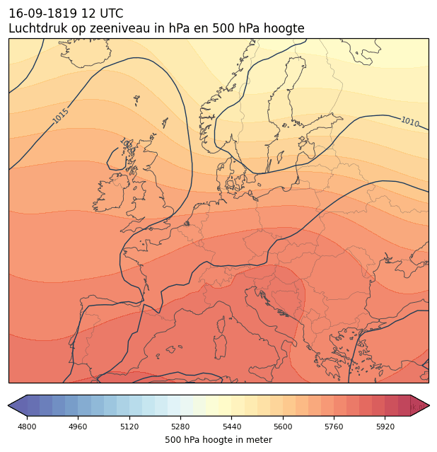 Weerkaart van 16 september 1819 om 12 UTC
