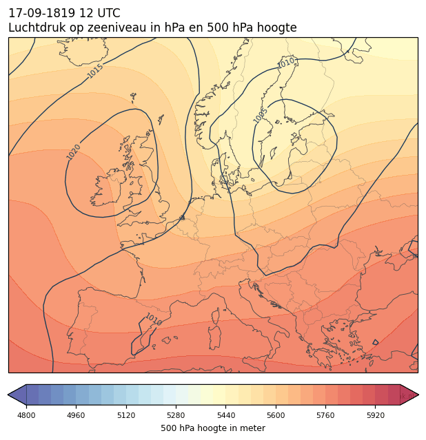 Weerkaart van 17 september 1819 om 12 UTC