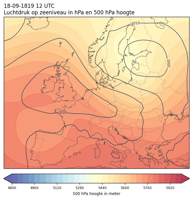 Weerkaart van 18 september 1819 om 12 UTC