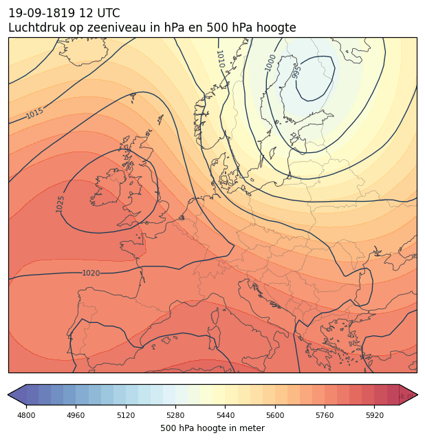 Weerkaart van 19 september 1819 om 12 UTC
