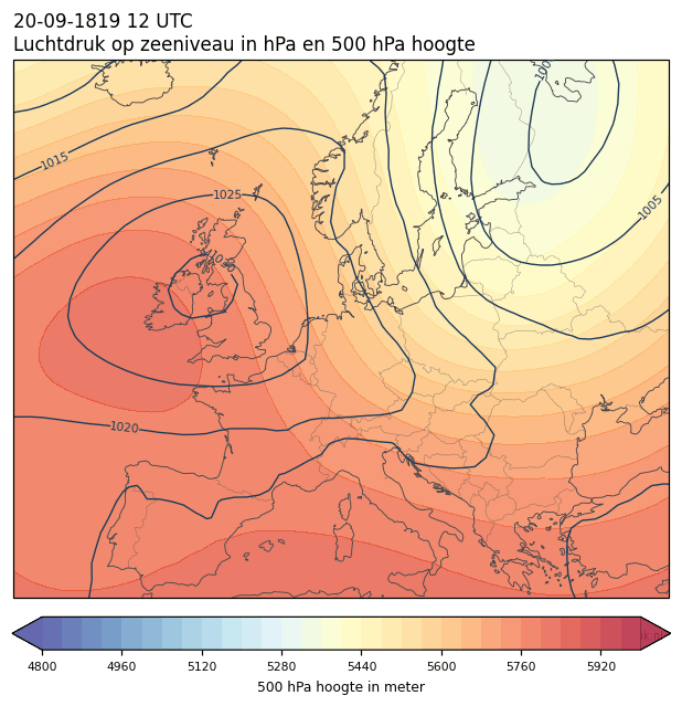 Weerkaart van 20 september 1819 om 12 UTC