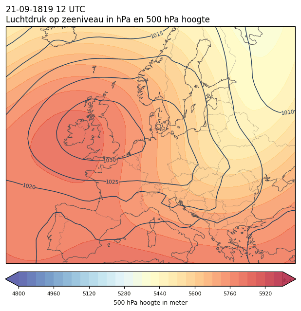 Weerkaart van 21 september 1819 om 12 UTC