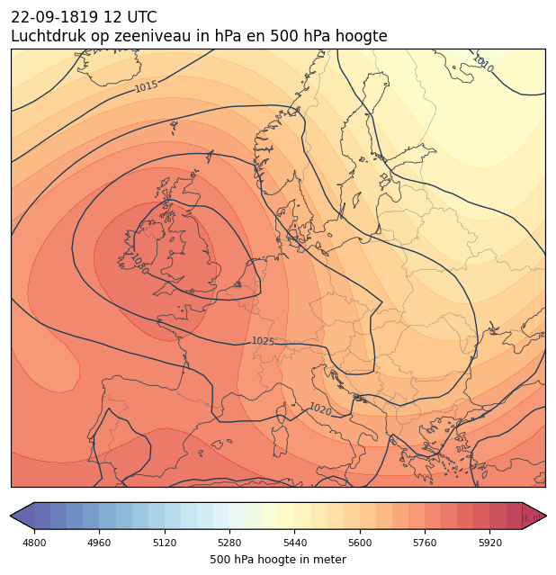 Weerkaart van 22 september 1819 om 12 UTC