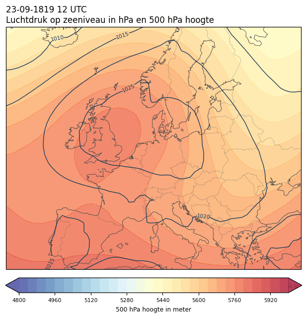 Weerkaart van 23 september 1819 om 12 UTC