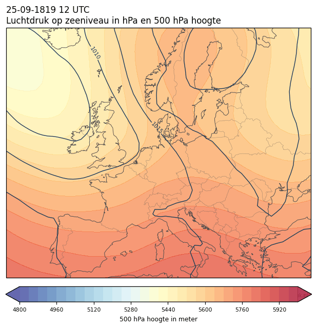 Weerkaart van 25 september 1819 om 12 UTC