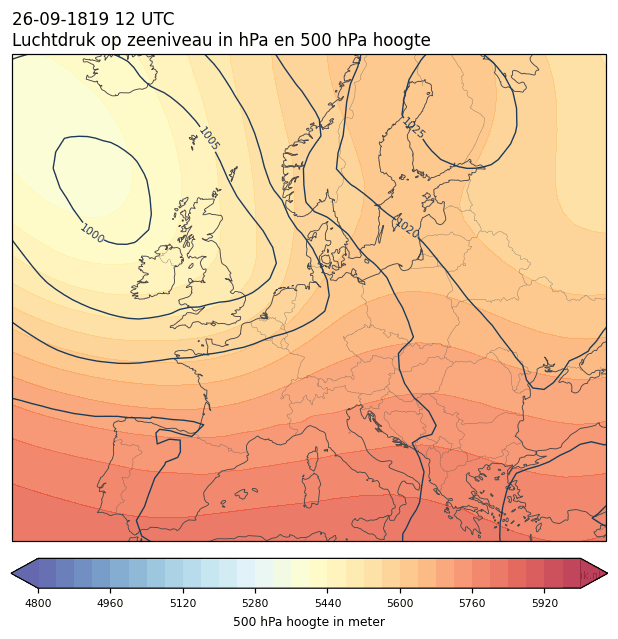 Weerkaart van 26 september 1819 om 12 UTC