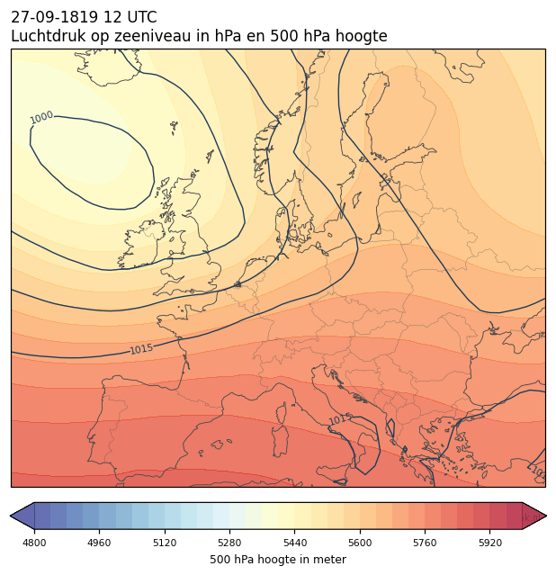 Weerkaart van 27 september 1819 om 12 UTC