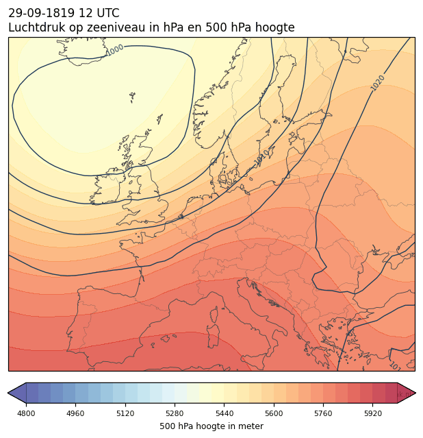 Weerkaart van 29 september 1819 om 12 UTC