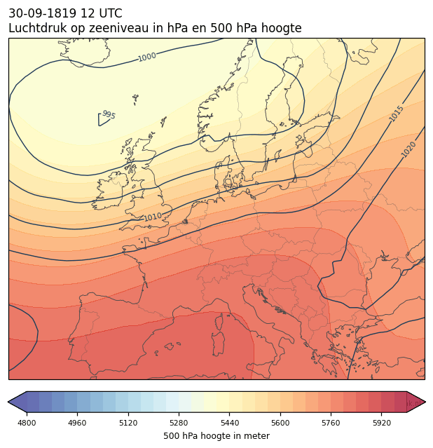 Weerkaart van 30 september 1819 om 12 UTC