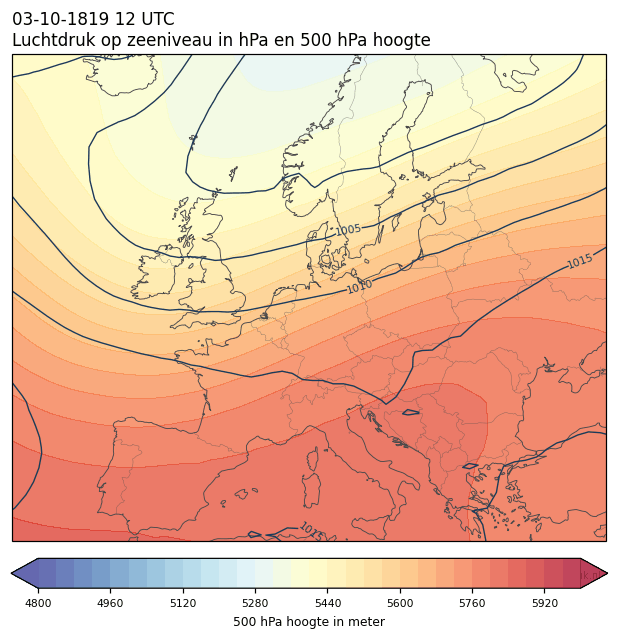Weerkaart van 3 oktober 1819 om 12 UTC