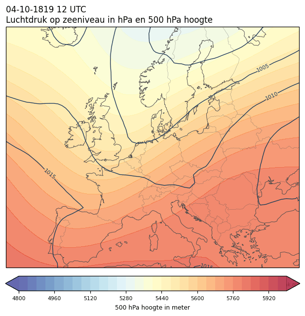 Weerkaart van 4 oktober 1819 om 12 UTC