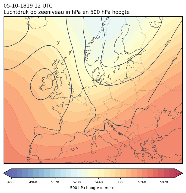 Weerkaart van 5 oktober 1819 om 12 UTC
