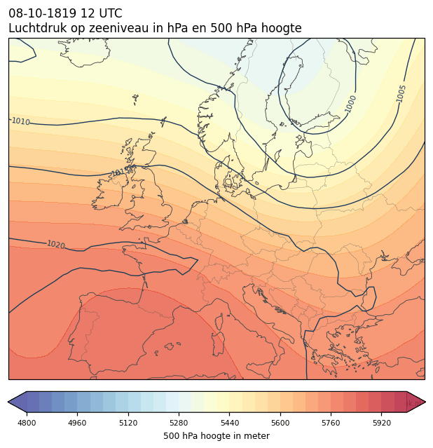 Weerkaart van 8 oktober 1819 om 12 UTC