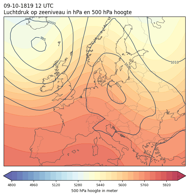 Weerkaart van 9 oktober 1819 om 12 UTC