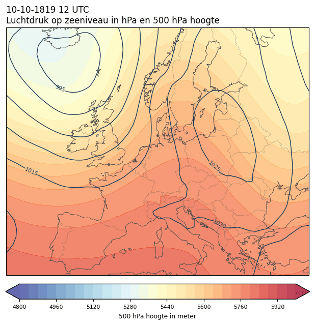 Weerkaart van 10 oktober 1819 om 12 UTC