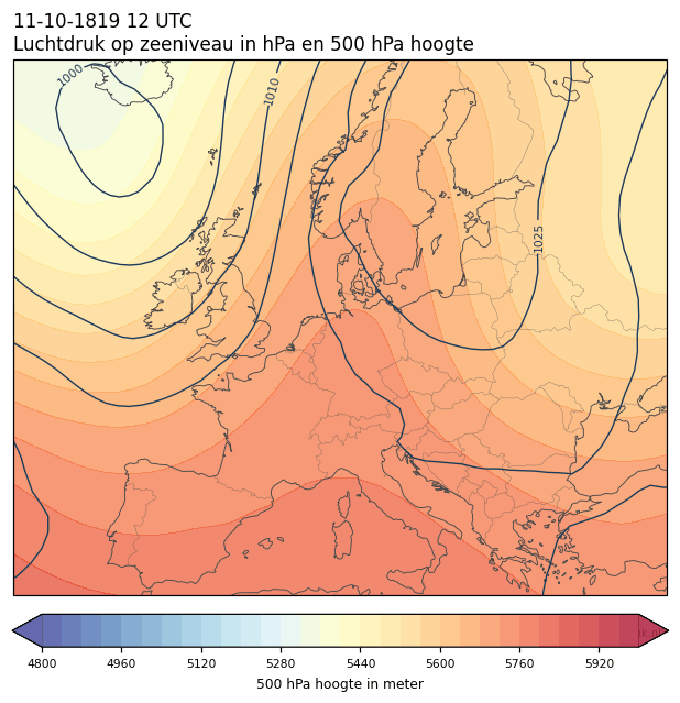 Weerkaart van 11 oktober 1819 om 12 UTC