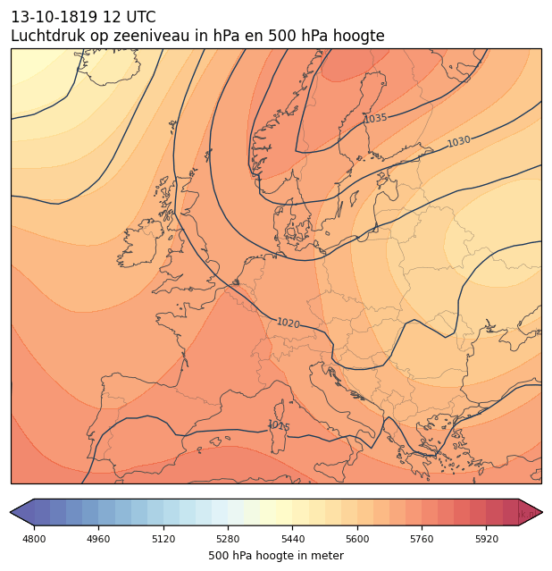 Weerkaart van 13 oktober 1819 om 12 UTC