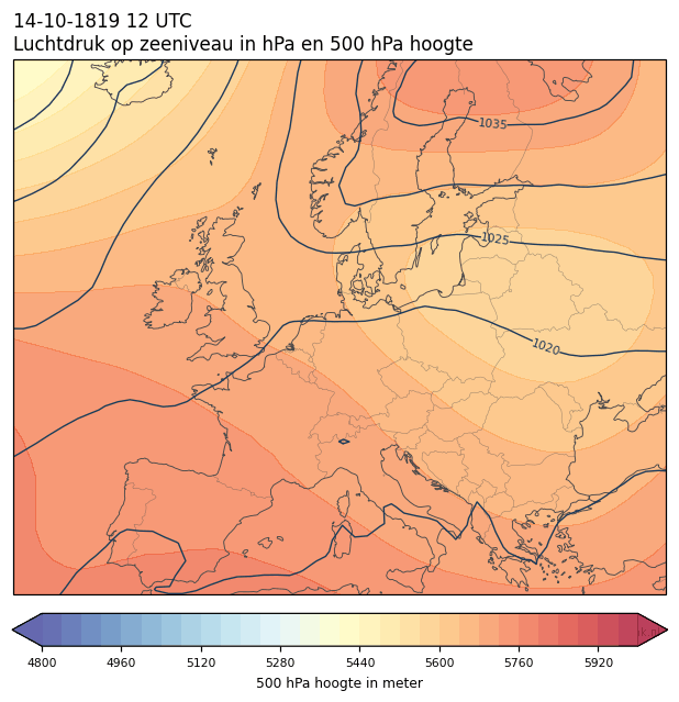 Weerkaart van 14 oktober 1819 om 12 UTC