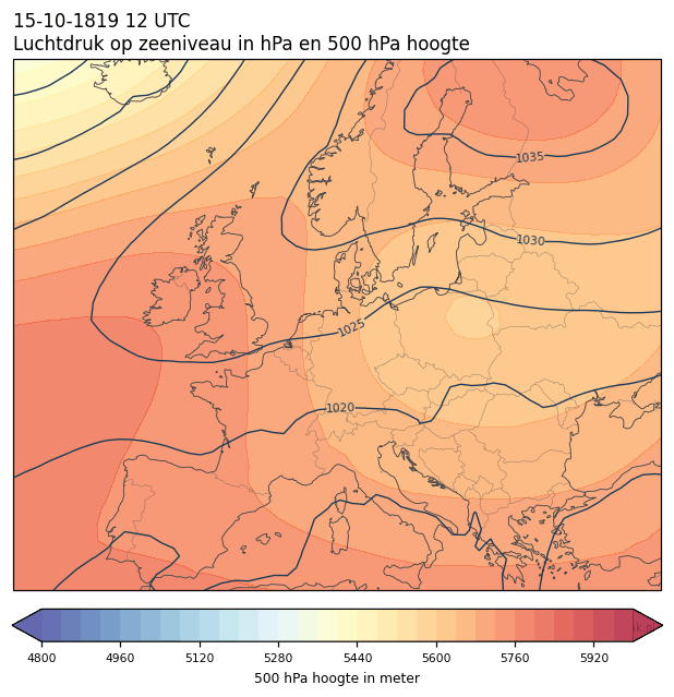 Weerkaart van 15 oktober 1819 om 12 UTC