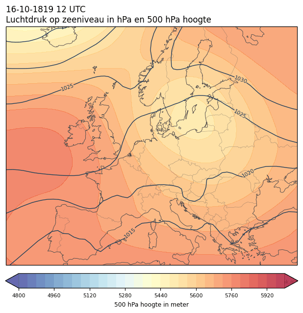Weerkaart van 16 oktober 1819 om 12 UTC