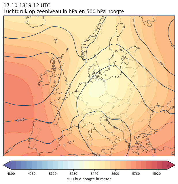 Weerkaart van 17 oktober 1819 om 12 UTC