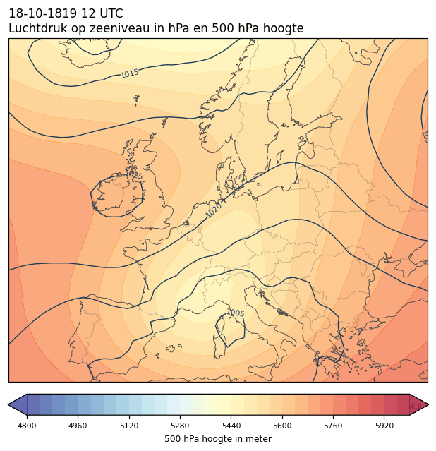 Weerkaart van 18 oktober 1819 om 12 UTC