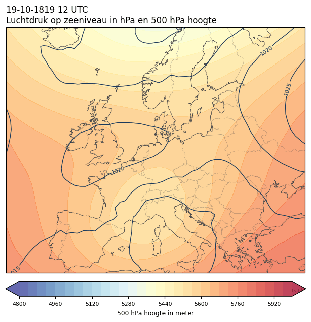 Weerkaart van 19 oktober 1819 om 12 UTC