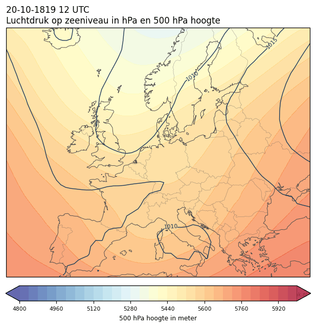 Weerkaart van 20 oktober 1819 om 12 UTC