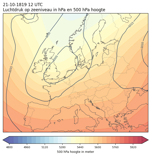 Weerkaart van 21 oktober 1819 om 12 UTC