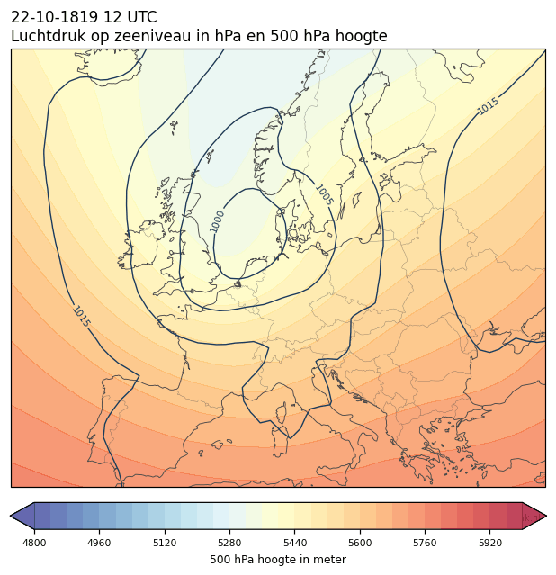 Weerkaart van 22 oktober 1819 om 12 UTC