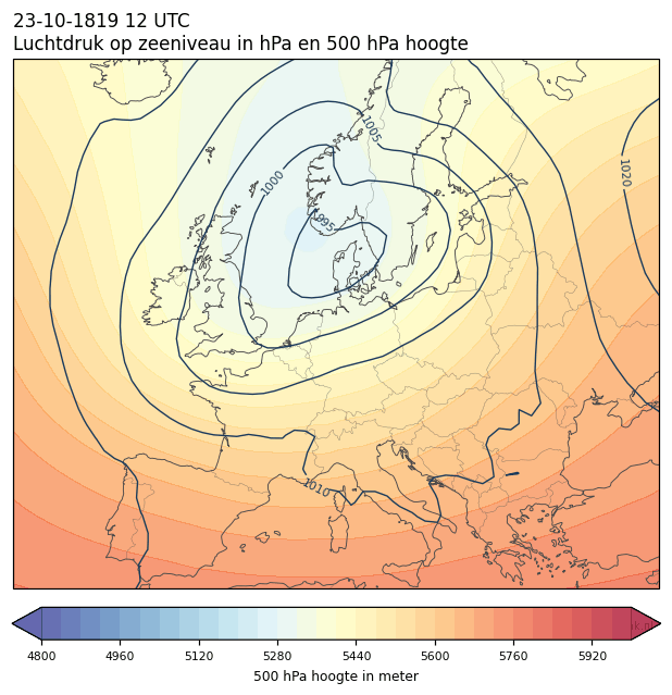 Weerkaart van 23 oktober 1819 om 12 UTC