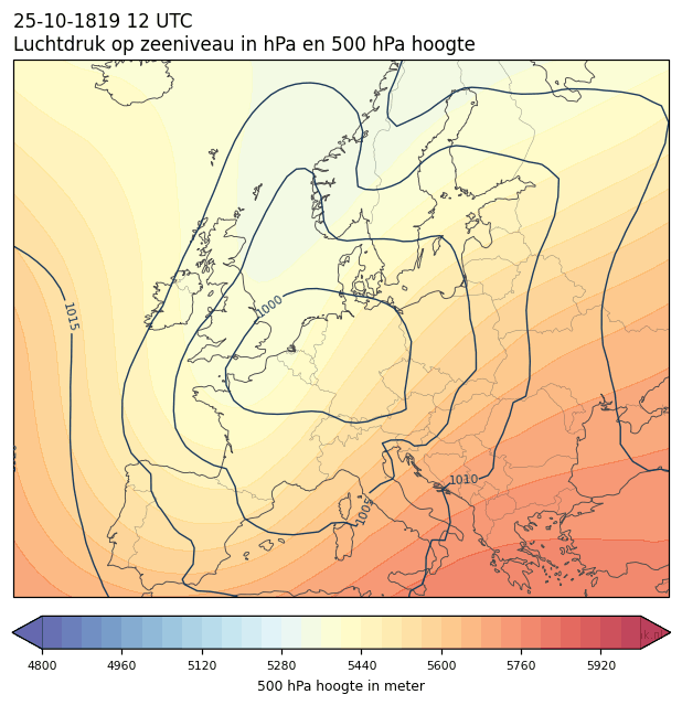 Weerkaart van 25 oktober 1819 om 12 UTC