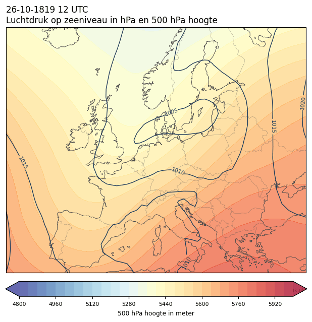 Weerkaart van 26 oktober 1819 om 12 UTC