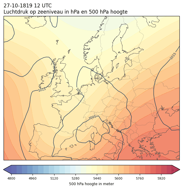 Weerkaart van 27 oktober 1819 om 12 UTC