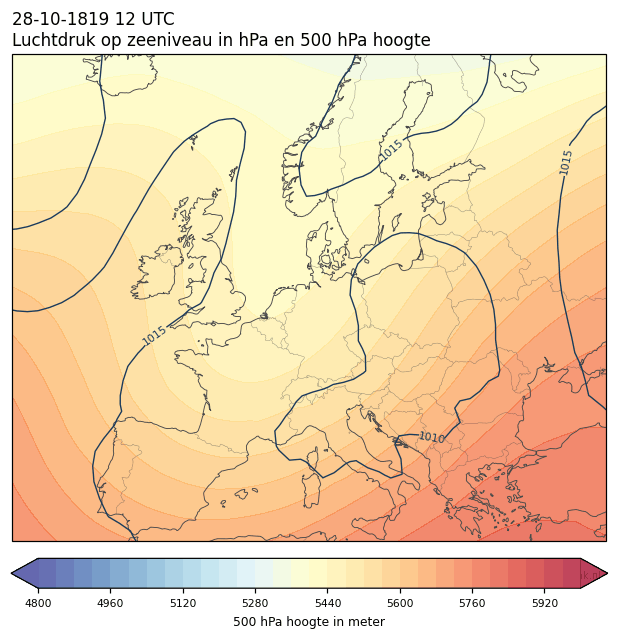 Weerkaart van 28 oktober 1819 om 12 UTC