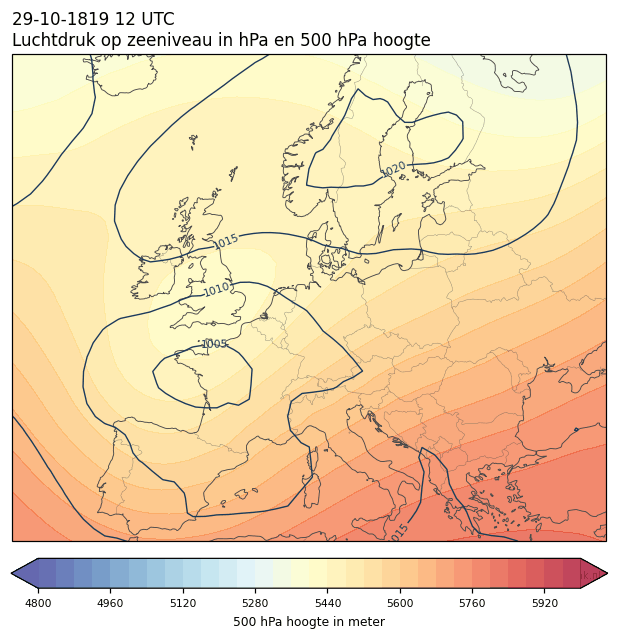 Weerkaart van 29 oktober 1819 om 12 UTC