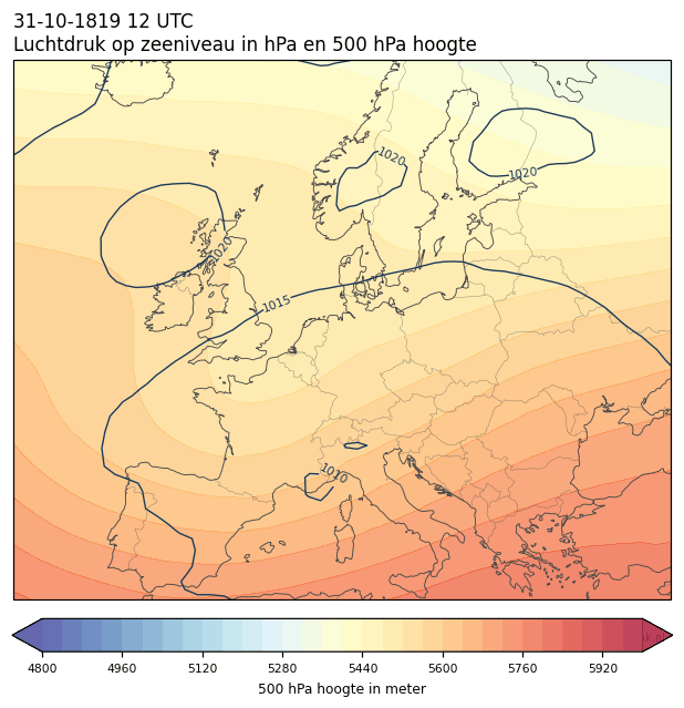 Weerkaart van 31 oktober 1819 om 12 UTC
