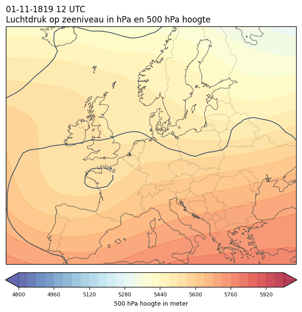 Weerkaart van 1 november 1819 om 12 UTC