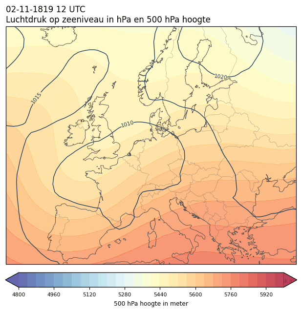 Weerkaart van 2 november 1819 om 12 UTC