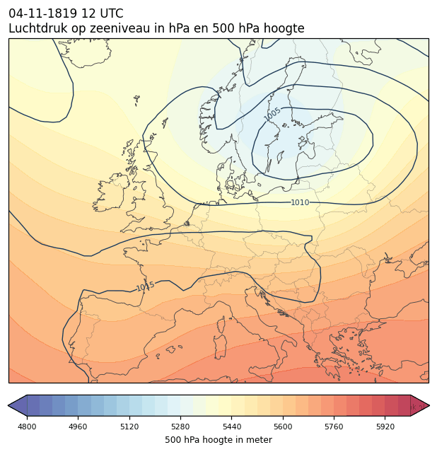 Weerkaart van 4 november 1819 om 12 UTC