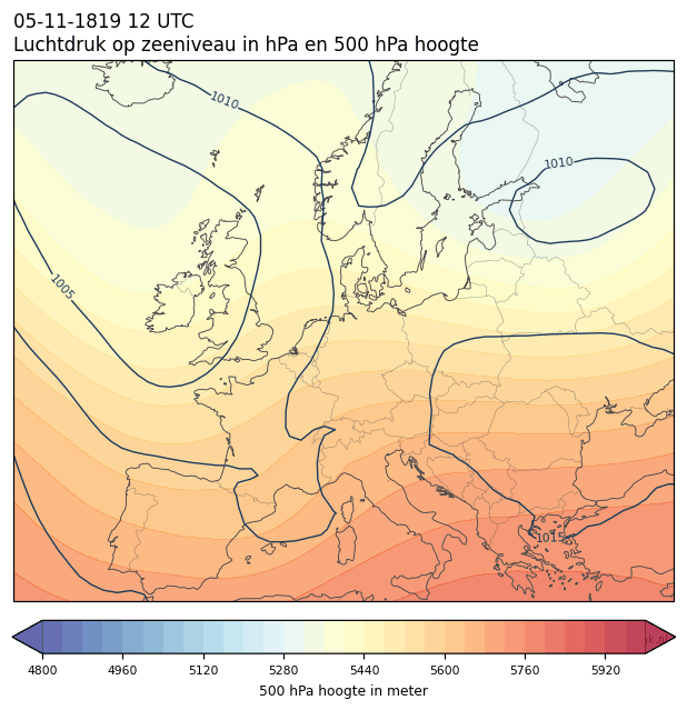 Weerkaart van 5 november 1819 om 12 UTC